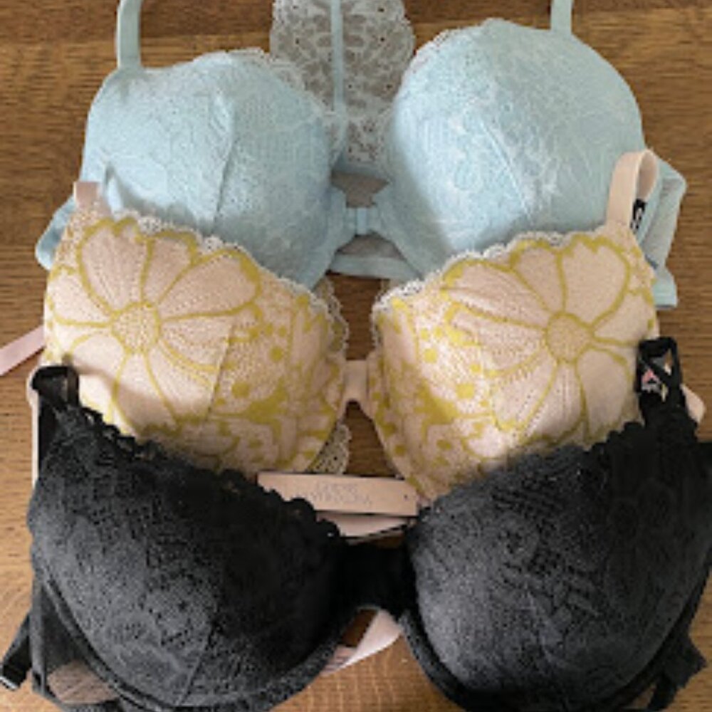 Bundle of 3 Victoria's Secret Lace Demi Bras, Size 34B